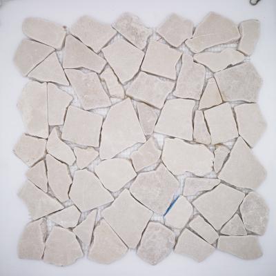 China New Modern Design White And Brown Crystal Cracked Glass Mosaic Tiles Swimming Pool Mosaic for sale