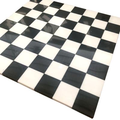 China Modern Hot Selling Black And White Checkerboard Mosaic Dining Square Table Tops for sale