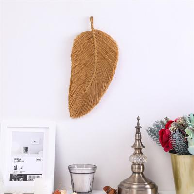 China Simple Custom Bohemian Chic Macrame Woven Tapestry Macrame Wall Hanging Shelf Boho Leaf Wall Art Decor Handmade Cotton Cord for sale