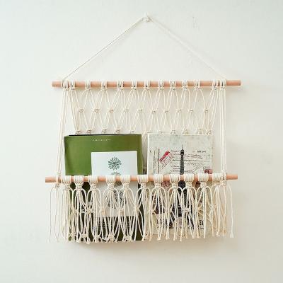 China Handmade Nursery Toy Hammock Macrame Wall Hanging Cotton Rope Holder Boho Baby Room Cute Handwoven Simple Decoration Handwoven for sale