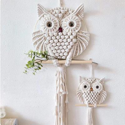 China Owl Macrame Wall Hanging Tapestry Woven High End Cotton Bohemian Rope Living Room And Bedroom Ornaments Ornaments for sale