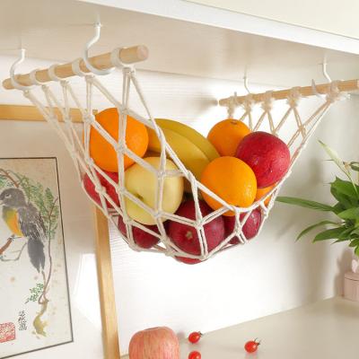 China Customizable cotton rope storage kitchen handwoven vegetable and fruit basket vegetable and fruit net hammock for sale