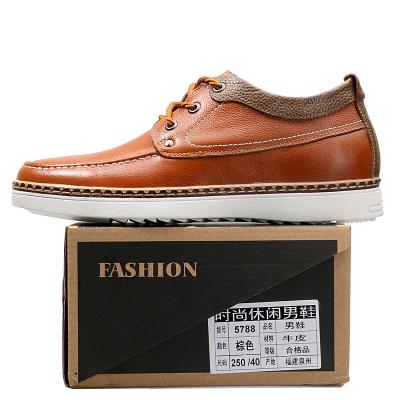 China Fashion Trend Men's Classic Brown Genuine Leather Men's Casual Boat Shoes for sale