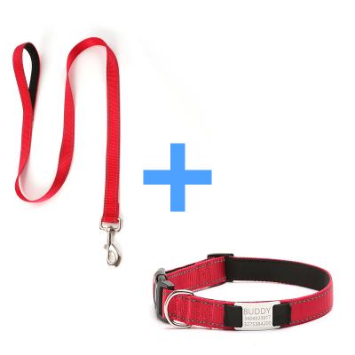 China Custom Padded Pet Leash Training Dog Collar Set Nylon Collars Hunting Wholesale Small Luxury Dog Collar and Leash Set of Products for sale