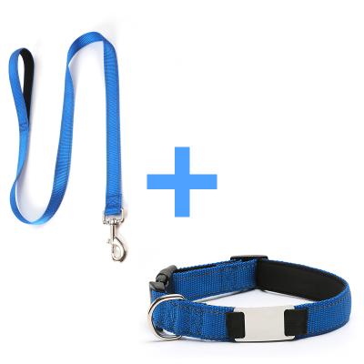 China Padded Dog Collar and Leash Set Wholesale Custom Small Dog Collars Fashion Nylon Pet Leash Soft Training Dog Collar Set for sale