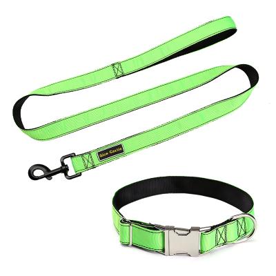 China Pet Suppliers Designer Custom Dog Collars Long Durable Single Nylon Strap DETACHED and Leashes Set Model Dog Collar Leash Set for sale