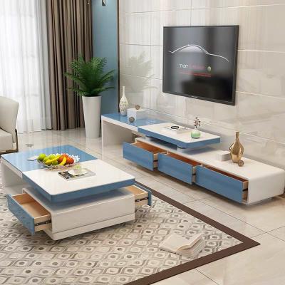 China (Size) Hot Selling Adjustable TV Stand Modern Furniture For Living Room Blue White TV Cabinet for sale