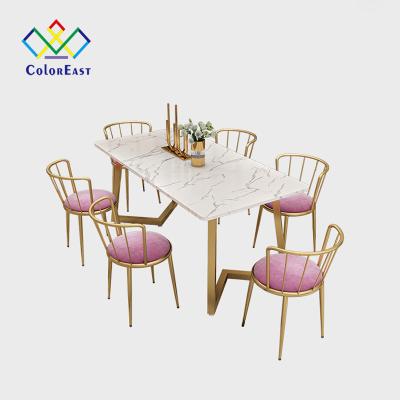 China Modern Nordic Light Luxury Round White Marble Furniture Lazy Dining Table With 6 Chairs CEDT018 for sale