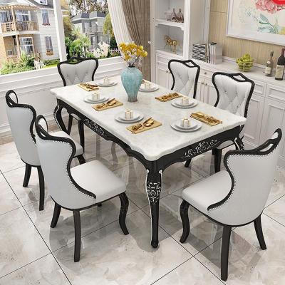 China Convertible Modern Dining Table Sets Dining Room Furniture 6 Chairs Marble Dining Table CEDT008 for sale