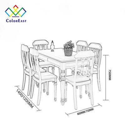 China Home Adjustable Nordic Furniture Modern Rectangular Dining Table and Chair (The Other) Wood Set CEDT013 for sale