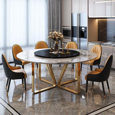 China New Arrival Fashion Round Metal Frame Modern Home Marble Dining Table CEDT021 for sale