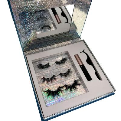 China Long Natural Magnetic Eyelashes With Eyeliner And Tweezers Sets Wholesale Magnetic Lashes Kit for sale