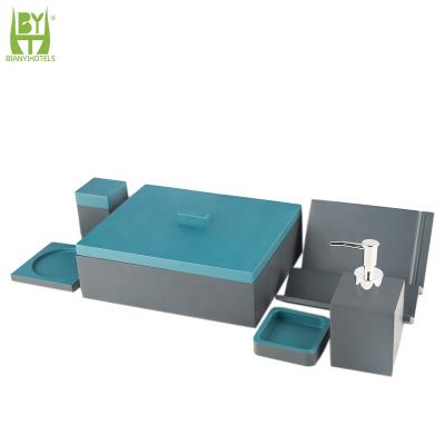 China Sustainable Wholesale Modern Custom Hotel Bathroom Set Customized Resin 6Pcs Bathroom Accessories Set for sale