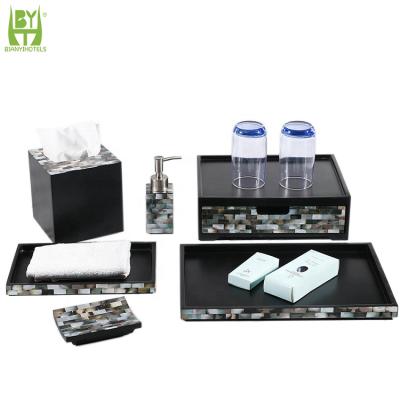 China Sustainable High End Pearlescent Decor Resin Washroom Accessories Set For Home Hotel Polyresin Toilet Bathroom Set for sale