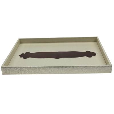 China Wholesale Luxury Waterproof Luxury Leather Serving Tray for Hotel Bathroom, Modern Wooden Leather Serving Tray Food Cabinet for sale