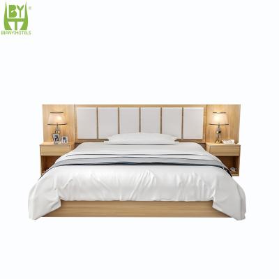 China Comfortable High Quality Wooden Hotel Furniture King Size Bed Single Bed Hotel Bedrooms for sale