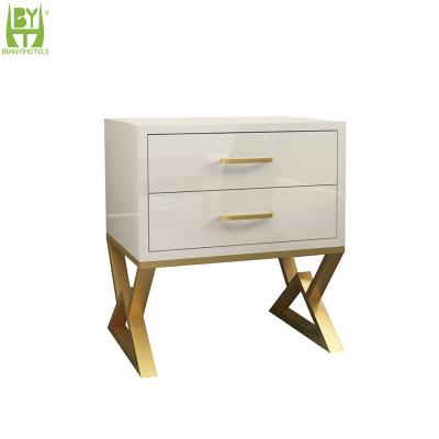 China New Style High-End Bedroom Furniture Small Bedside Hotel Night Stand Easy To Clean White for sale