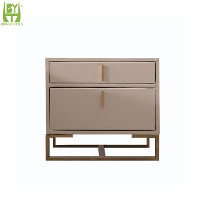 China Home Hotel Bedside Table Luxury Stable Leather Wooden Stand Multicolor Easy To Clean for sale