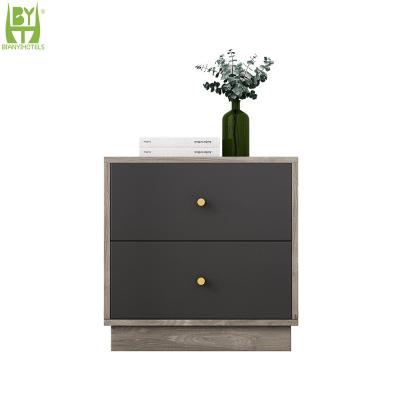 China Modern Type Solid Wood Easy To Clean Two Drawer Hotel Bedroom Nightstand Table Bedside for sale