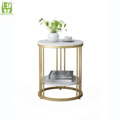 China Comfortable Good Quality 2 Tiers Storage Table Marble Hotel Living Room Side Desk for sale