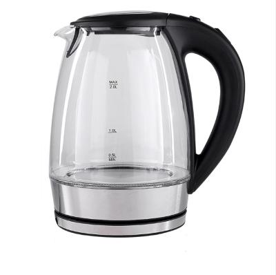 China Basic 360 degree rotation household electric kettle. Automatic power-on function, kettle glass body 360 degree rotation metal base for sale