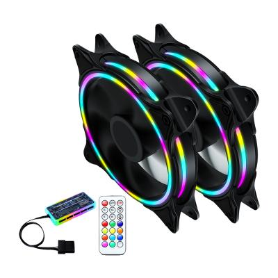 China Quiet Design And Colorful LED Light Factory Price Ring RGB Fan 120mm Slim Design PC Computer Silent Case With RGB Fan Remote Set For PC Case for sale