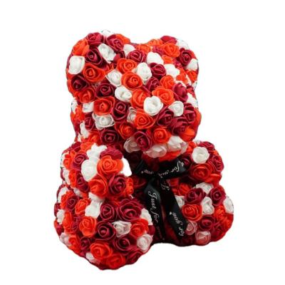 China Green environmental protection 40cm wholesale diy foam artificial flower rose bear teddy for mother's day gifts for sale