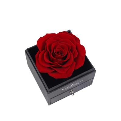 China Custom Made High Quality Green Environmental Protection Rose Flower Gift Box Set Simple Preserved Valentines Day For Wedding Gift for sale