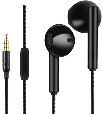 China 3.5mm Braided In-Ear Headphones Noise Cancel Sports Stereo Metal Bass Earphones Wired Headphones With Microphone for sale