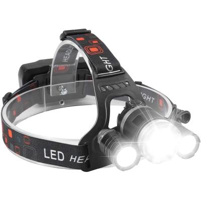 China Industrial Rechargeable Headlamp Adults 6000 Lumens Super Bright Headlight 4 Modes Adjustable Zoomable Light IPX5 Headlights For Campos for sale