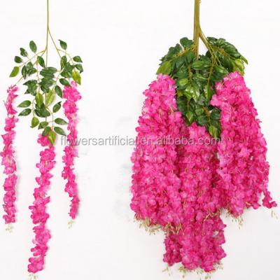 China Green environmental protection plant artificia wedding decorate hanging wisteria flower 3 branch wisteria vine for sale