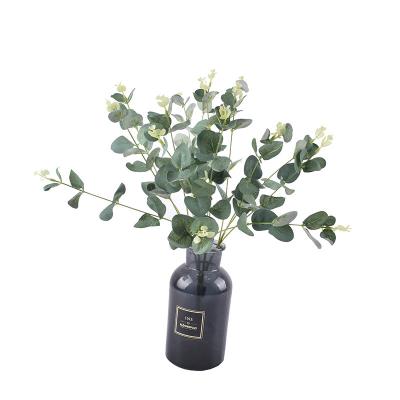 China Green Environmental Protection Artificial16 Heads Eucalyptus Home Wedding Decoration Artificial Flower Plant Zamioculcas Leaves Bridal Bouquet Plant Wall for sale