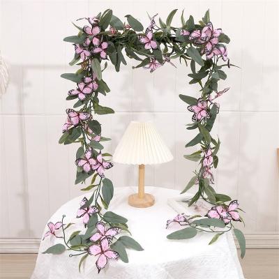 China Green Artificial Butterfly Eucalyptus Vine Simulation Vine Home Decor Wedding Garden Event Decoration Environmental Protection for sale