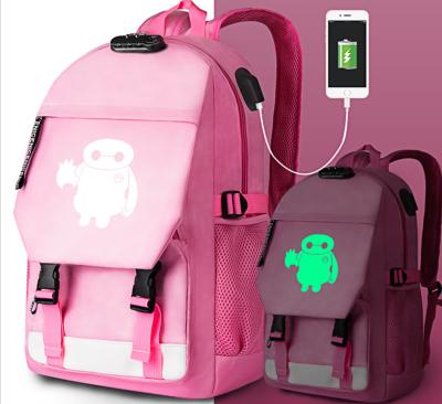 China Leisure Fashion Wholesale Design Custom Usb Charging Luminous Women Bag For School College for sale