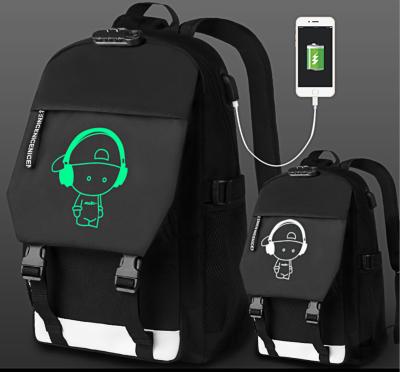 China Leisure Factory Glow-light Custom Travel Polyester Shoulder Man Bag Backpack Waterproof School for sale