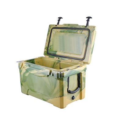 China Rotomolding Waterproof Fish Color Draw Camouflage Box Cooler Ice Chest For Outdoor for sale