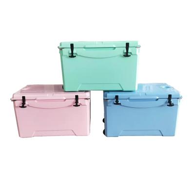 China 75QT Rotomolded Waterproof Portable Ice Chest Plastic Hard Cooler With Wheels Durable White Cooler Box for sale