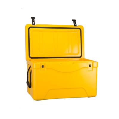 China Custom 60L rotomolded heavy duty cheap plastic spin insulated insulated fishing cooler box lockable for sale