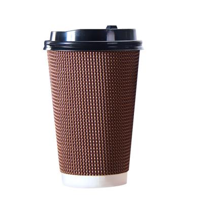 China Recycled Materials Custom Clean Logo Disposable Coffee Paper Cups With Lid for sale