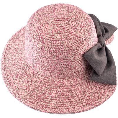 China Fashion Hat Female Summer Sun Round Face Big Slimming Sun Straw Woven Big Brim Fisherman Bucket Hat Bow Sun Protection Hat for sale