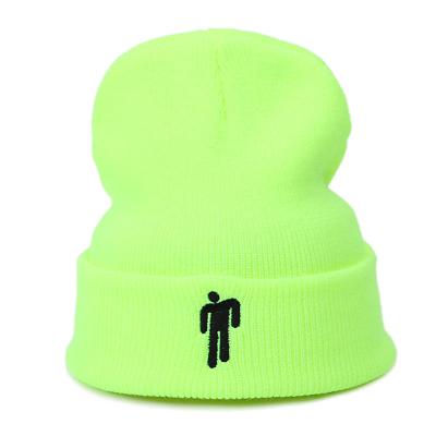 China COMMON hats men and women autumn and winter double knitted European hats and American embroidery hoodlums candy-colored woolen hats for sale