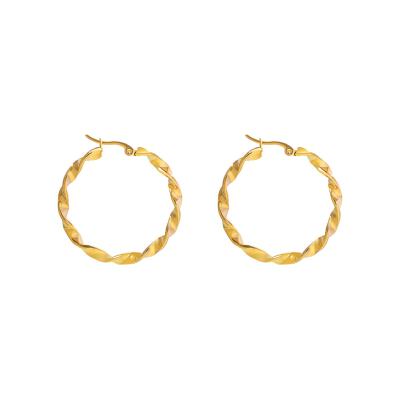 China FASHIONABLE Hoop Earrings Women Set 18k Gold Plated With Custom Big Diamond Stainless Steel Gold Big Hoop Earrings for sale