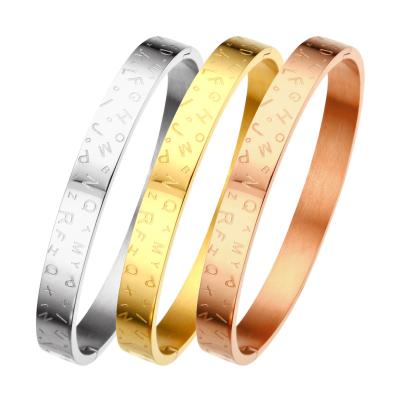 China Nickel Free Engraved Baby Bangle Stainless Steel Baby Bangle Custom Stainless Steel Jewelry Gold Plated Baby 925 Sterling Silver Bangle for sale