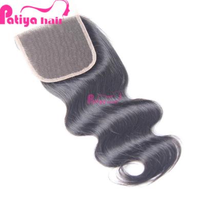 China Free Shipping 100% Raw Unprocessed Transparent Body Wave Lace Closure Drop Hair Part With Baby Hair, Cheap 4x4 Virgin Brazilian Hair Closures for sale