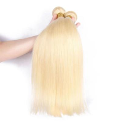 China Store Pulled Weft 613 Bleach Straight Blonde Double Bundles Straight Hair, MOQ 1 Piece Blonde Brazilian Virgin Hair for sale