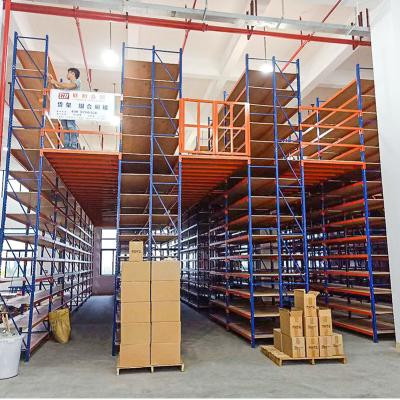 China Corrosion Protection Heavy Duty Industrial Warehouse Loft Racking Rack Combination Attic Racking Multilevel for sale