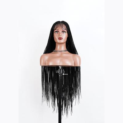 China Ring-X Hair Hot Sale Long Black Dreadlock Braided Synthetic Wig High Quality Swiss Hd Transparent Lace 360 for Black Women for sale