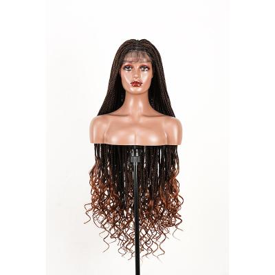 China Ring-X Hair Wholesale new style synthetic cornrow glueless knotless vendors ful lace front box braided wigs with baby hair for black women for sale