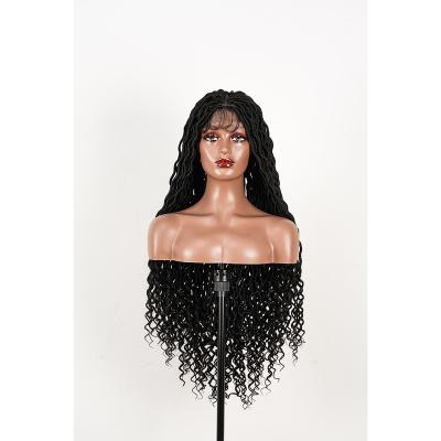 China Ring-X Hair Glueless Braided Wigs Lace Front Wholesale Human Hair Hd 360 Synthetic Full Lace Braided Lace Wigs Vendor For Black Women for sale