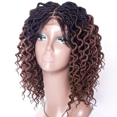 China Kinky Curl 16inch faux loc african kinky curly synthetic dreadlocks twist braids ombre lace front wig for fashion women for sale